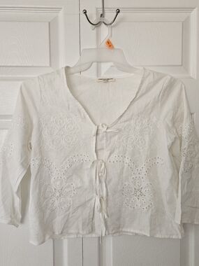 Christian Siriano White Linen Top